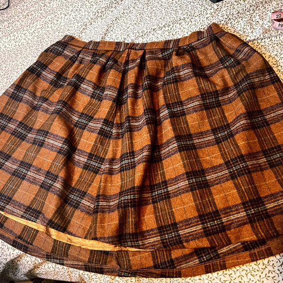 Tartan brown size fully lined 22 midi skirt - Picture 4 of 6